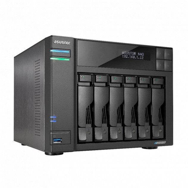 Serwer plików Asustor LOCKERSTOR 6 AS6706T 6-bay, Intel Celeron N5105 Czterordzeniowy 2.0GHz, 8GB RAM DDR4. 4x M.2 PCIe (NVMe), 2x 2.5 GbE. 2x USB 3.2