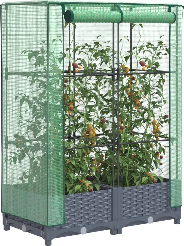 vidaXL vidaXL Podwyższona donica ze szklarnią, wygląd rattanu, 80x40x123 cm