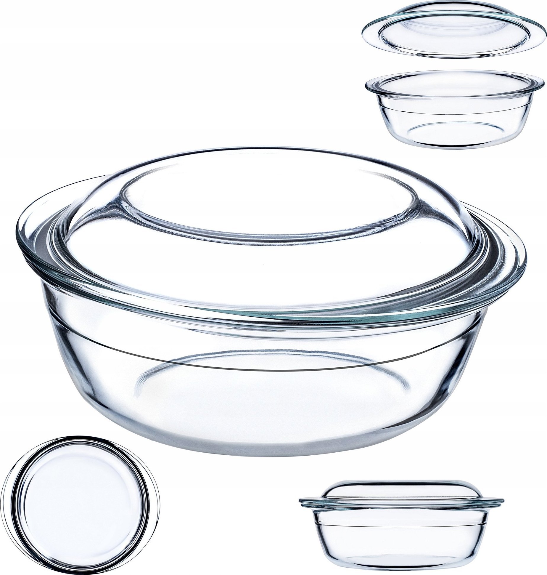 Kadax KADAX Naczynie Żaroodporne Z Pokrywką 2,2L Okrągłe Szklane Małe Piekarnika