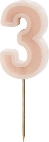 Świeczka urodzinowa 3 brudny róż 6cm