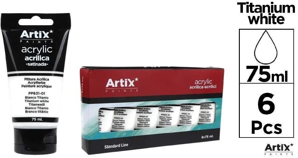 Farba akrylowa tytanowy biały 75ml (6szt)