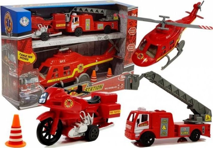 Lean Sport Zestaw Pojazdów Straż Pożarna Helikopter Motor