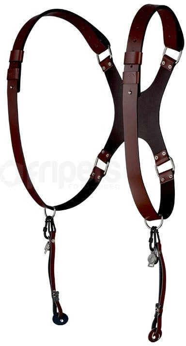 Uprząż na 2 aparaty Reporter Corio 35 - BRM Skóra - Medium Brown