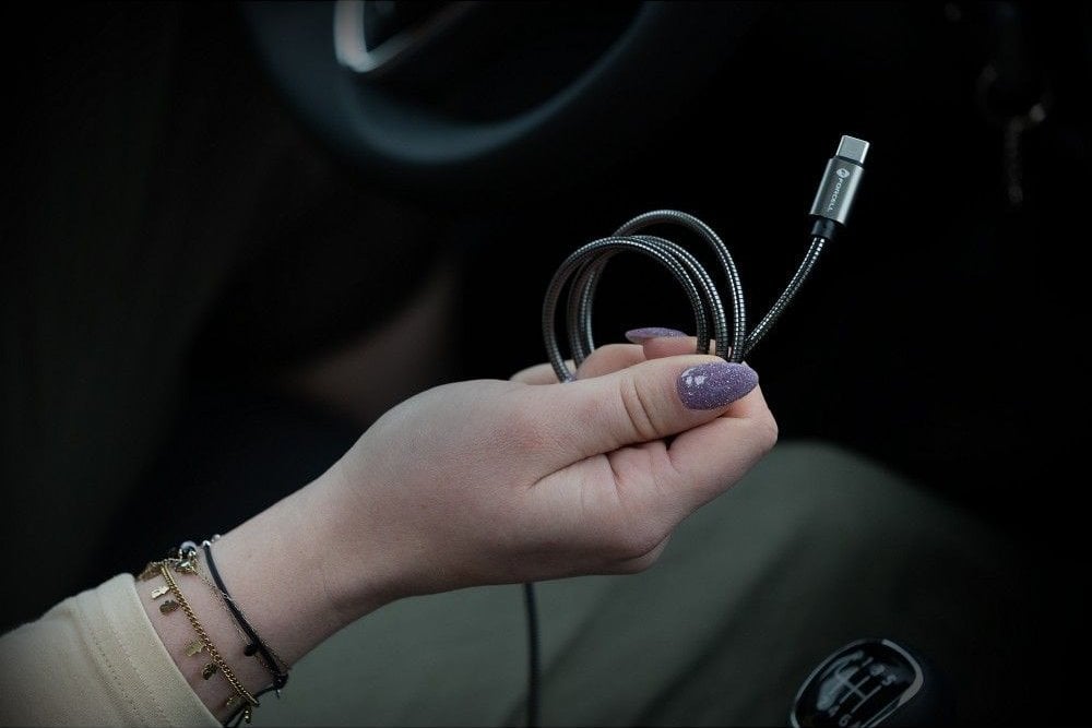 Kabel USB ForCell USB-C - USB-C 1 m Srebrny