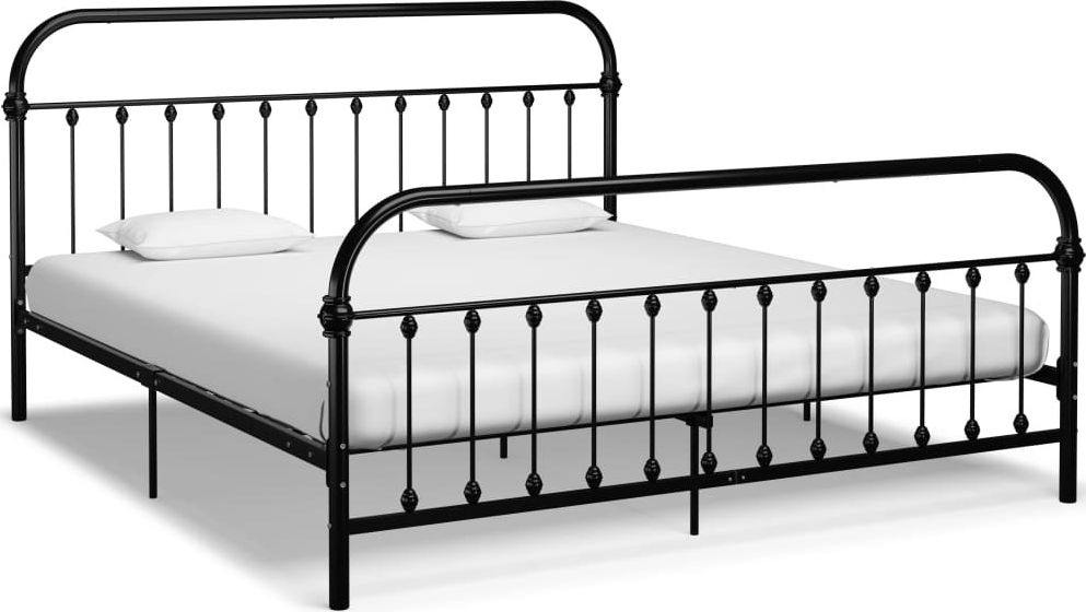 vidaXL Rama łóżka, czarna, metalowa, 180 x 200 cm