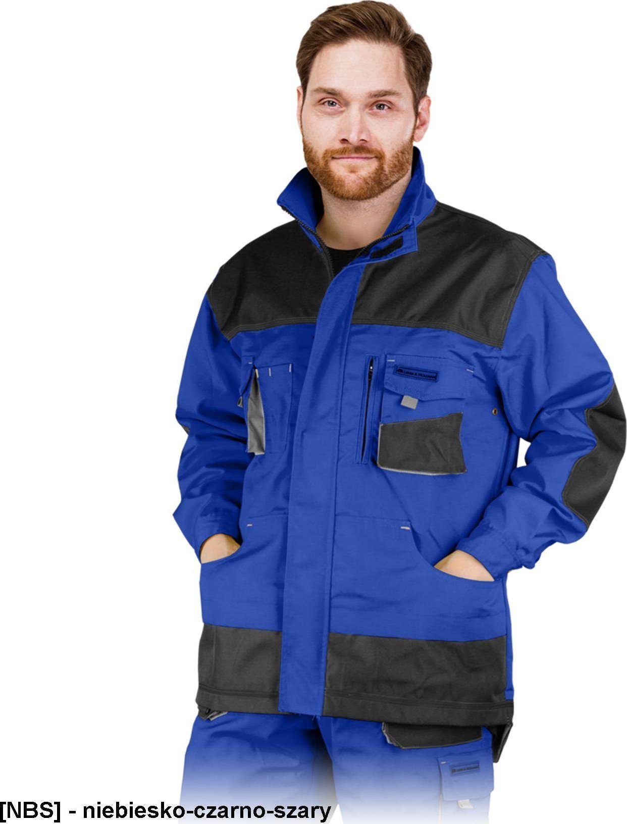 R.E.I.S. LH-FMN-J - bluza ochronna zapinana na suwak oraz na rzepy, - niebiesko-czarno-szary S