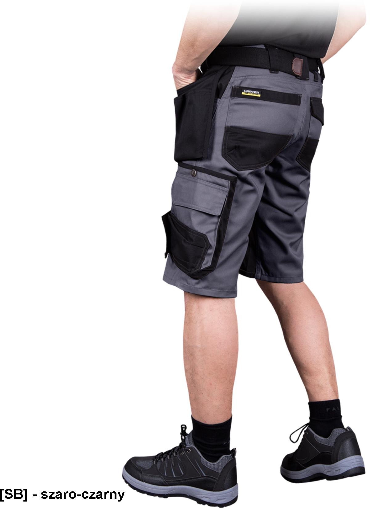 HARVER-TS - krótkie spodnie ochronne, 7 kieszeni, 65% poliester, 35% bawełna, gramatura 300 g/m2 - szaro-czarny M