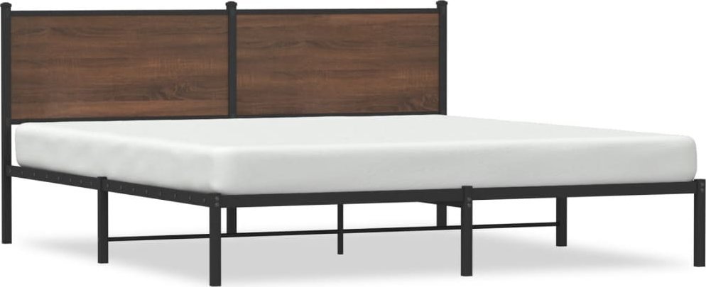 vidaXL vidaXL Metalowa rama łóżka, bez materaca, brązowy dąb, 180x200 cm