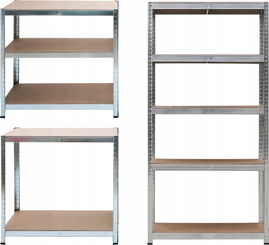 Regał magazynowy metalowy 2w1, 5 półek 180x90x40 cm