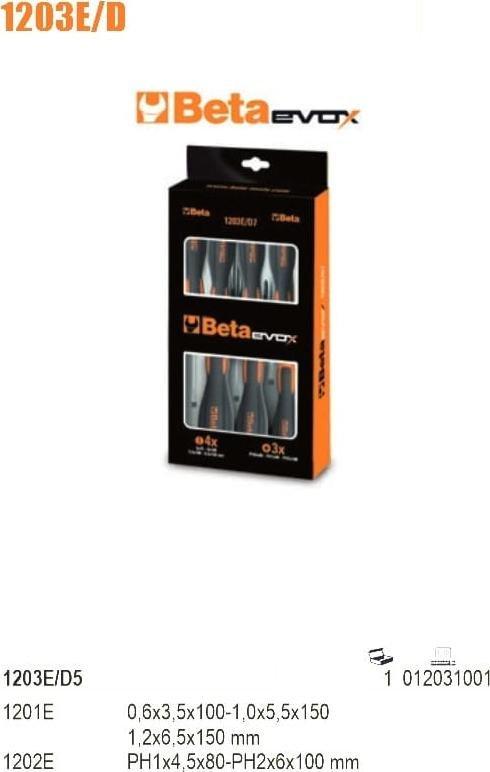 Beta Tools BETA WKRĘTAKI KOMPLET 8szt. 1203E/D8P BE1203E-D8P