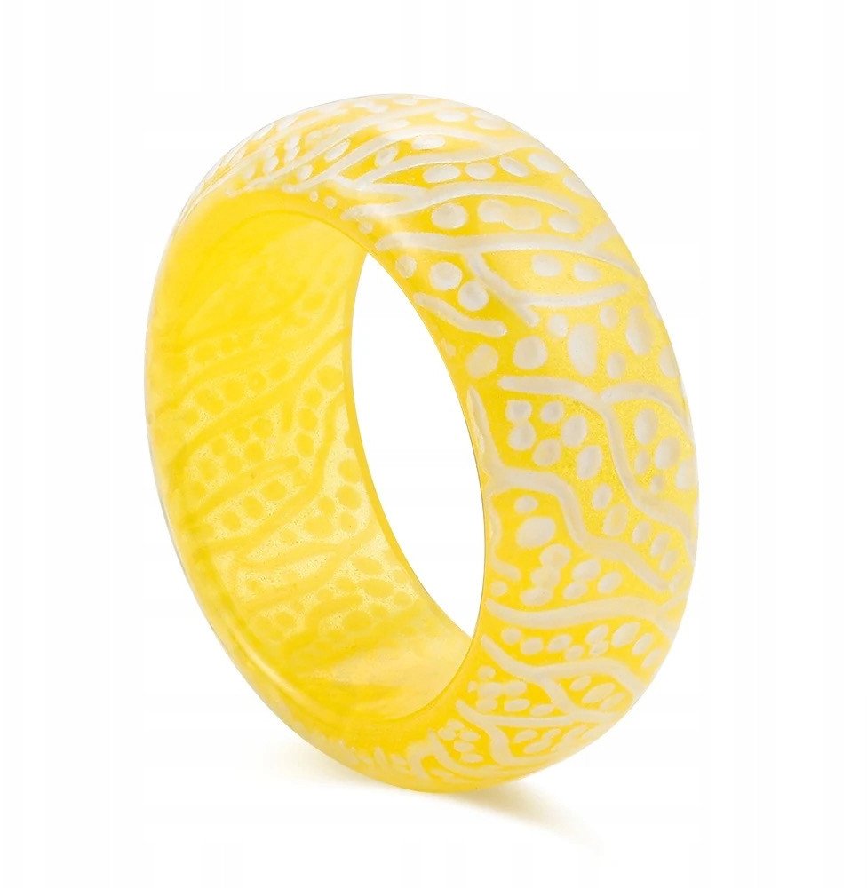 PIERŚCIEŃ Obrączka SYGNET Świecący w CIEMNOŚCI Unisex ŻÓŁTO-ZŁOTY FLUO r.9