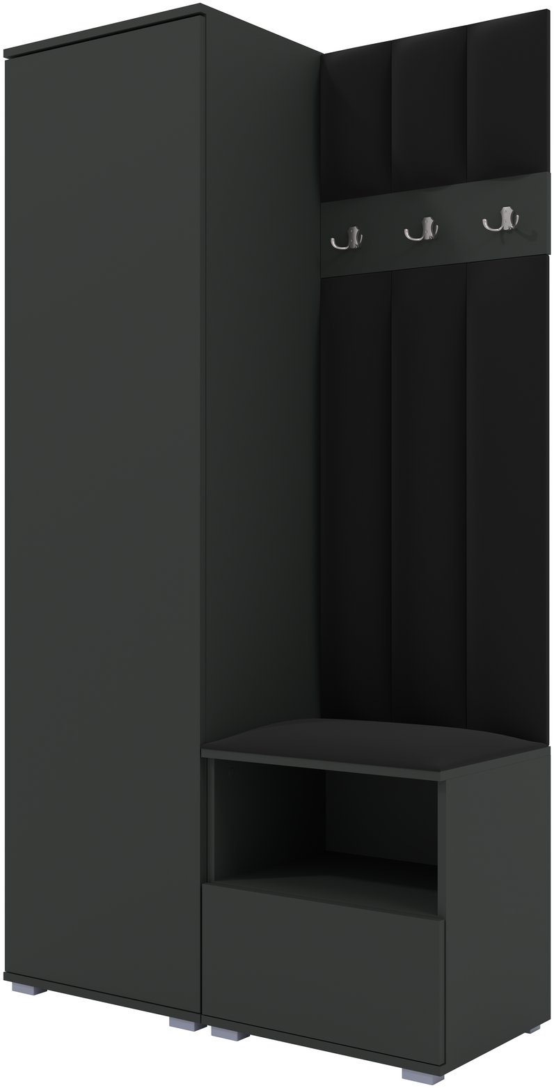 Tapicerowana garderoba Nela I LUX w kolorze grafitowym i tkaninie Trinity 16