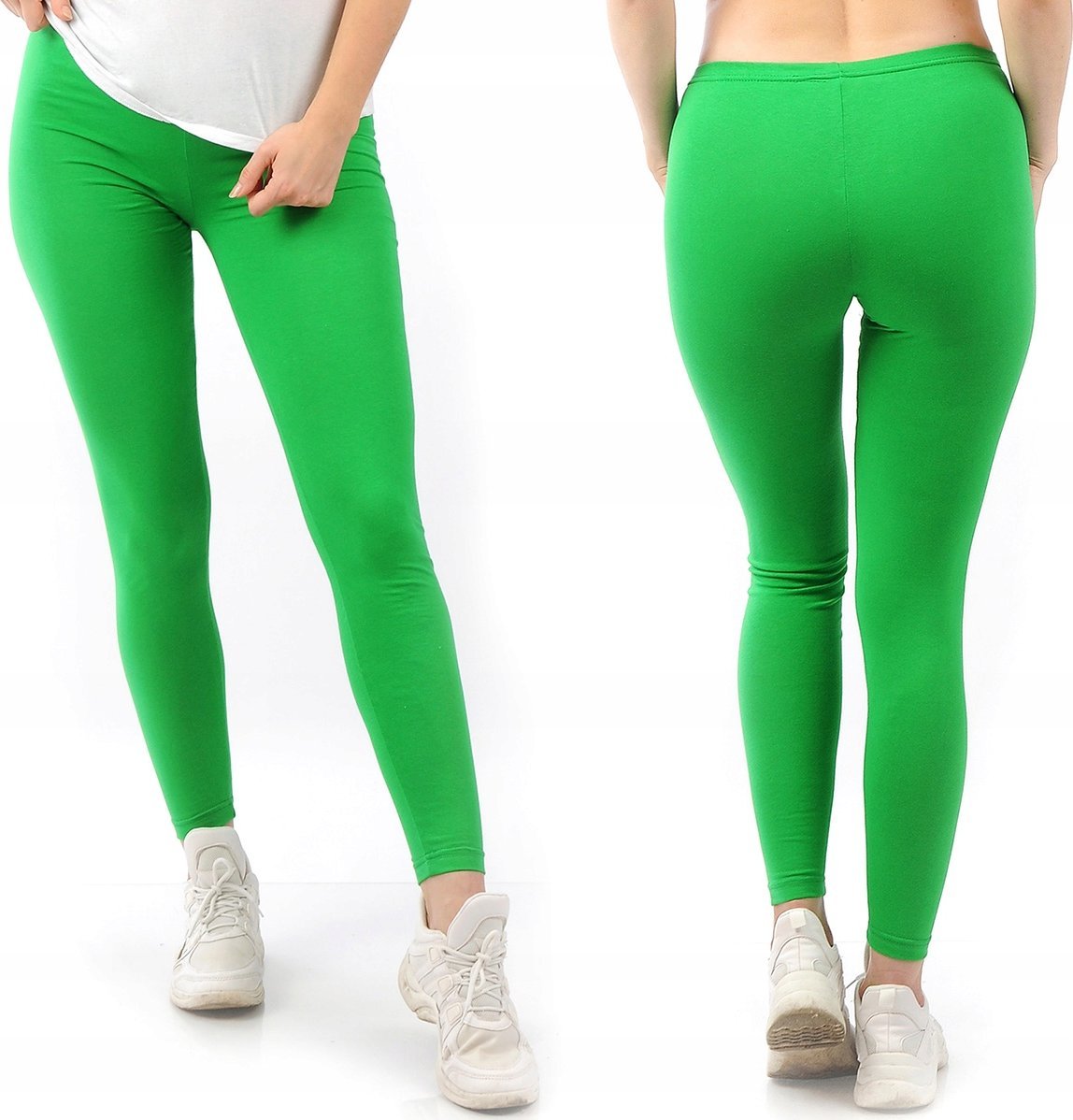 Legginsy damskie długie Polskie Getry Bawełniane Zielone 5XL
