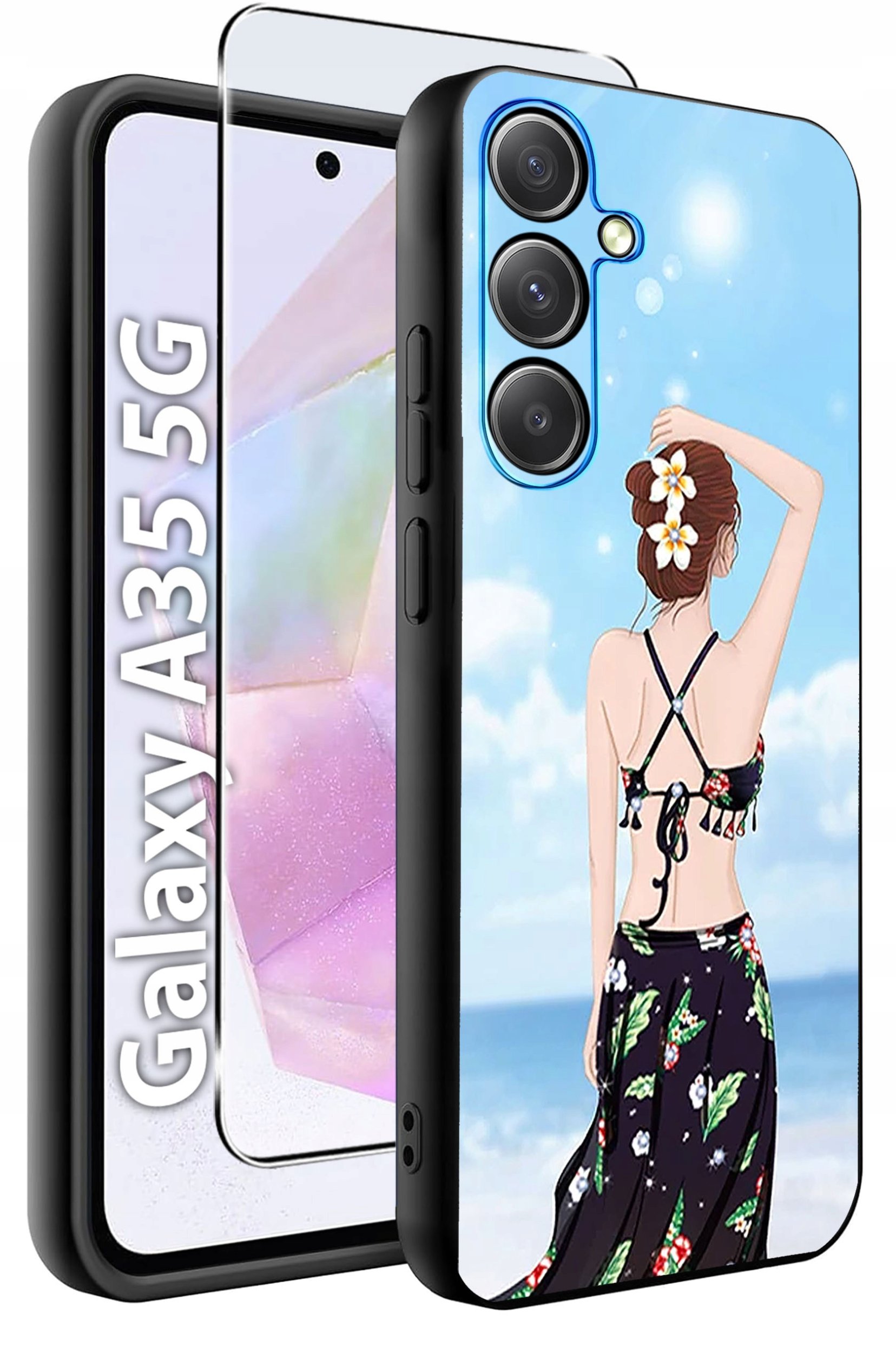 ETUI do Samsung A35 5G WZORY | SILIKONOWE MATT CASE + SZKŁO HARTOWANE 9H