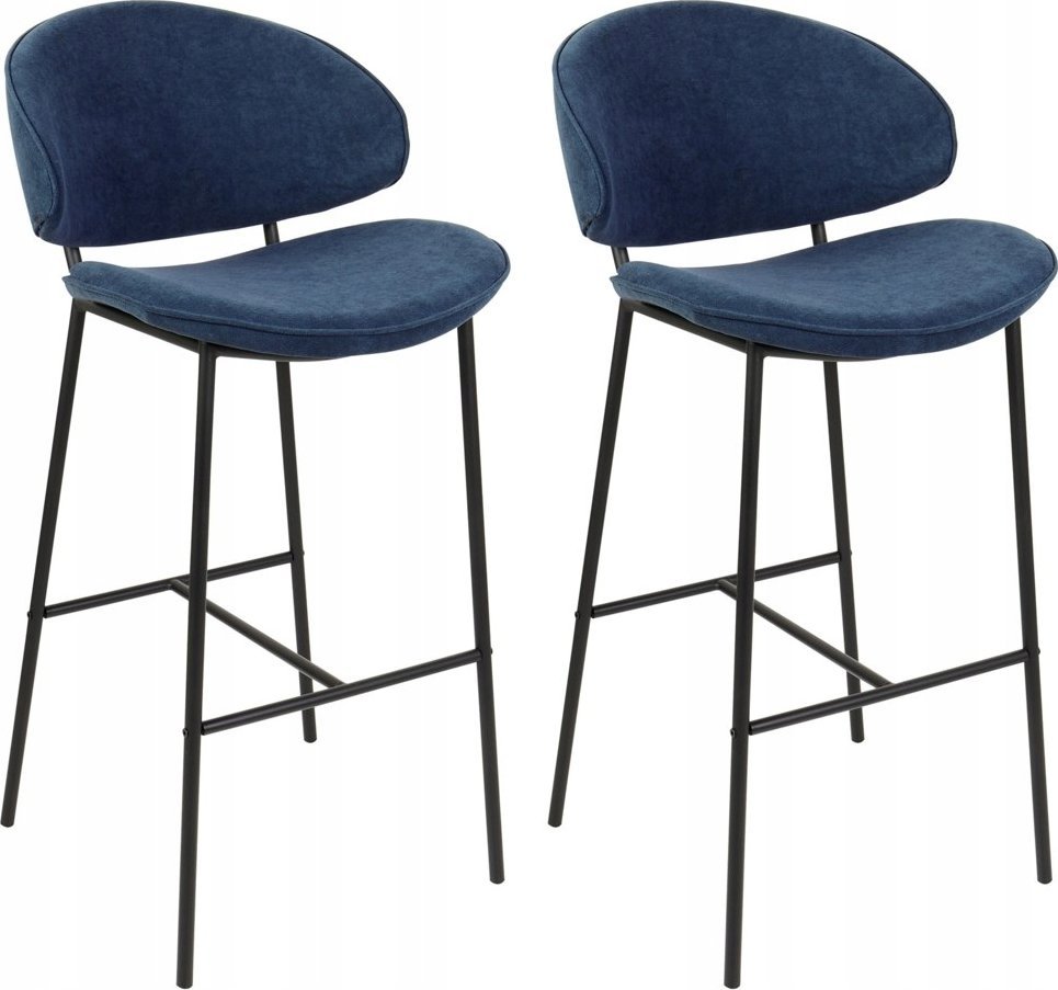 Beliani Zestaw 2 krzeseł barowych granatowy KIANA