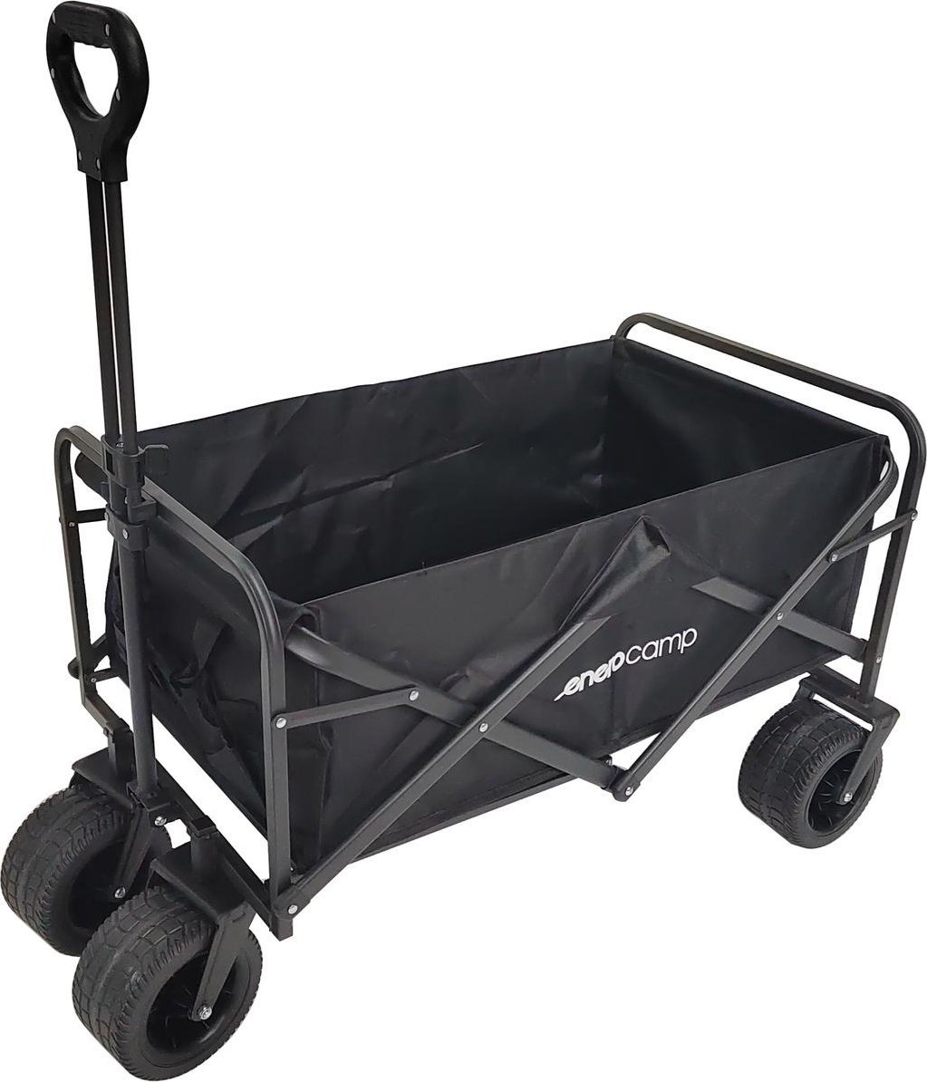 Enero WÓZEK TURYSTYCZNO PLAŻOWY DELUXE SKŁADANY 90x57x73-96CM Z UCHWYTEM CZARNY