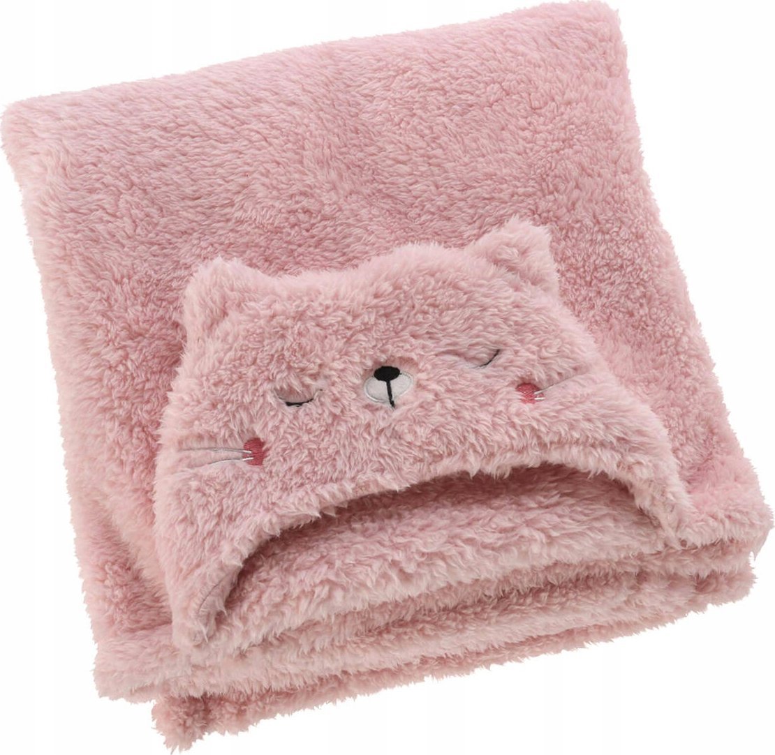 Home Styling Collection Koc z kapturem dla dzieci TEDDY, z uszkami, 70 x 100 cm