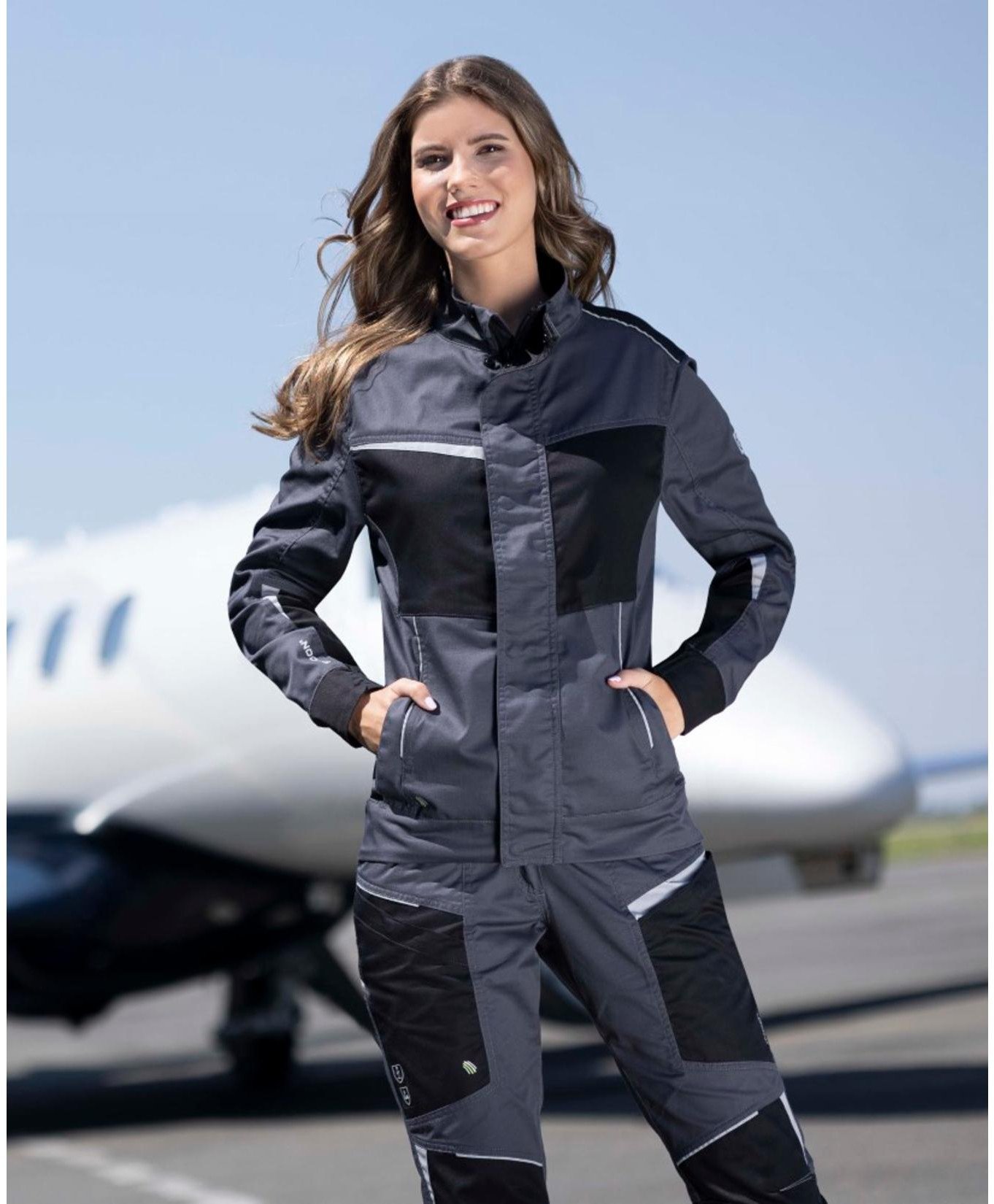 ARDONREFIWAN H6236 - Damska bluza 3 kieszenie METAL FREE właściwości antystatyczne lamówki odblaskowe przód tył 58 % bawełna 40 % poliester 2 % włókno