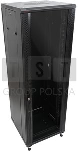 Szafa Q-Lantec Szafa serwerowa 27U 600x1000, drzwi przednie szklane, drzwi tylne stalowe perforowane, zamek, 4 belki nośne, 4 regulowane stopki, do sa