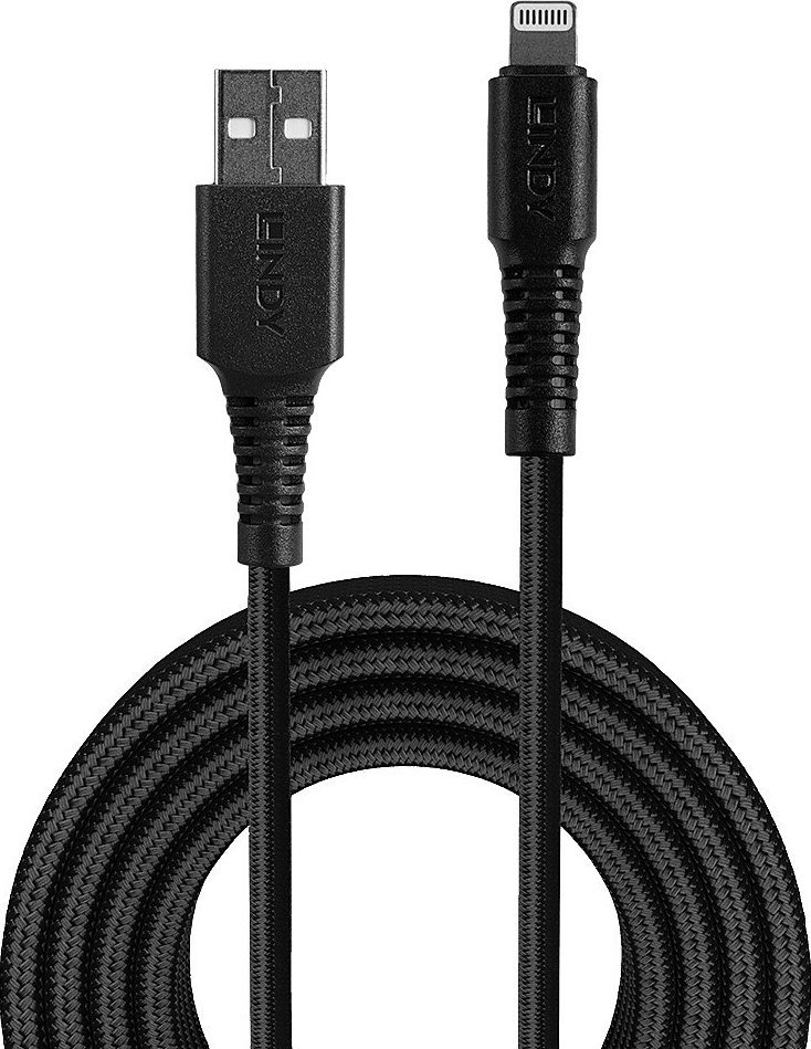 Kabel USB Lindy USB-A - Lightning 0.5 m Czarny (31290)