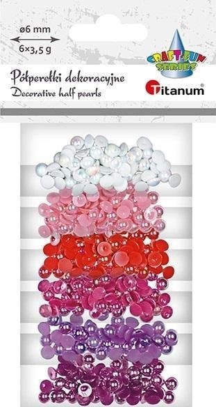 Titanum Koraliki plastikowe połówki kuli 6 kolorów 3,5g