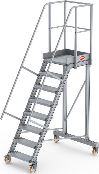 Lero Aluminiowy podest roboczy jezdny (wys. 196 cm, 8 stopni, 4 koła)