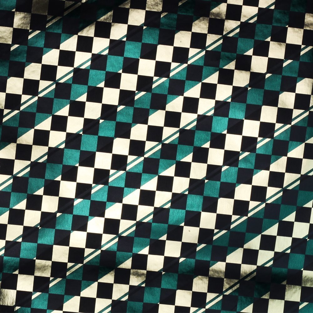 Papier do prezentów 57cmx25m Czarno/Złoto/Zielony 25m21