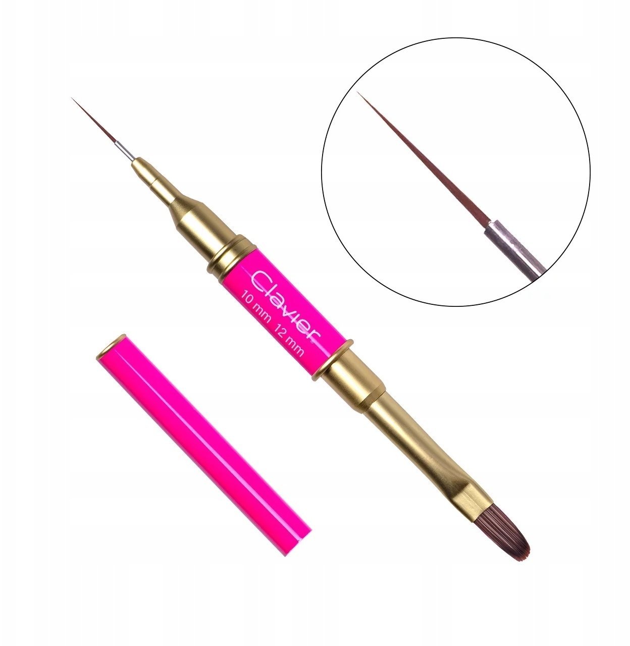 Reney Cosmetics Dwustronny pędzelek do zdobień i żelu 10mm i 12mm #12 Magenta