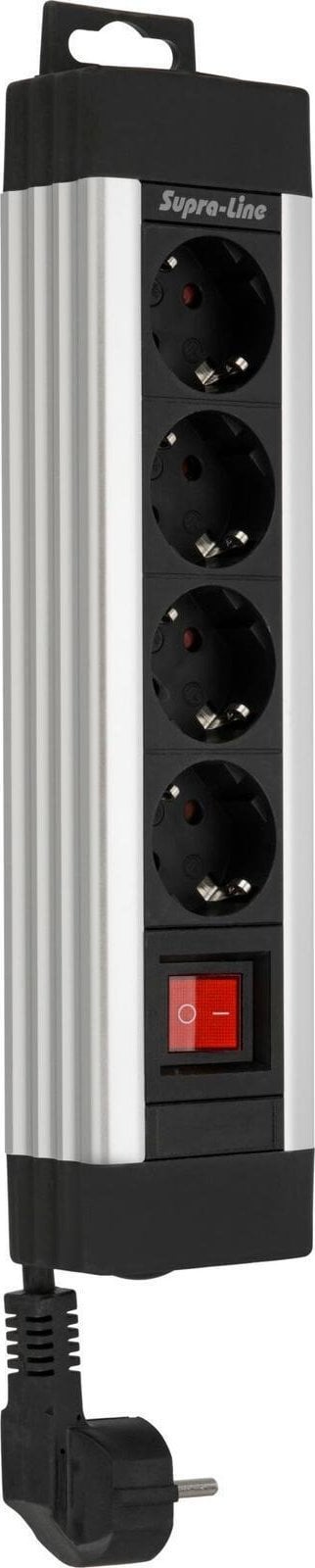 REV REV Outlet Strip 4-fold 1,9m Supraline w. switch silver