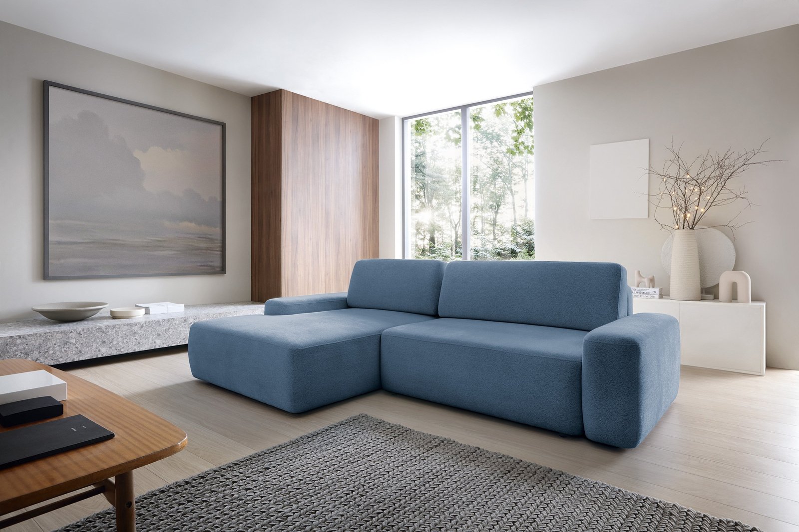 Narożnik OLMI M lewostronny Raven 86 granatowy ciemny niebieski styl soft