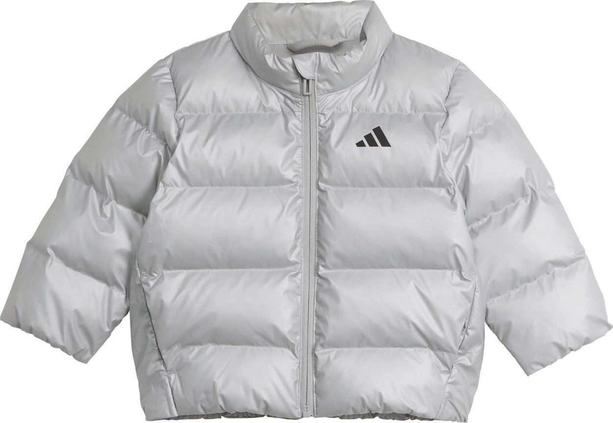 Adidas Kurtka dla dzieci Syntetyczna kurtka puchowa Glam srebrna JM8870 92cm