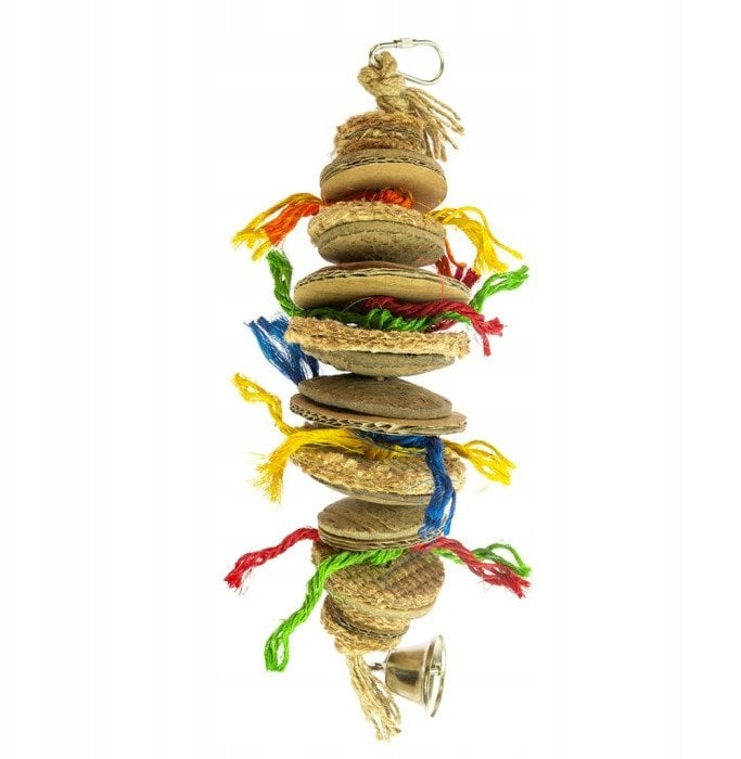 DUVO+ ZABAWKA DLA PTAKÓW KOLOROWE KRĄŻKI KARTON+KOKOS 23x7x7cm