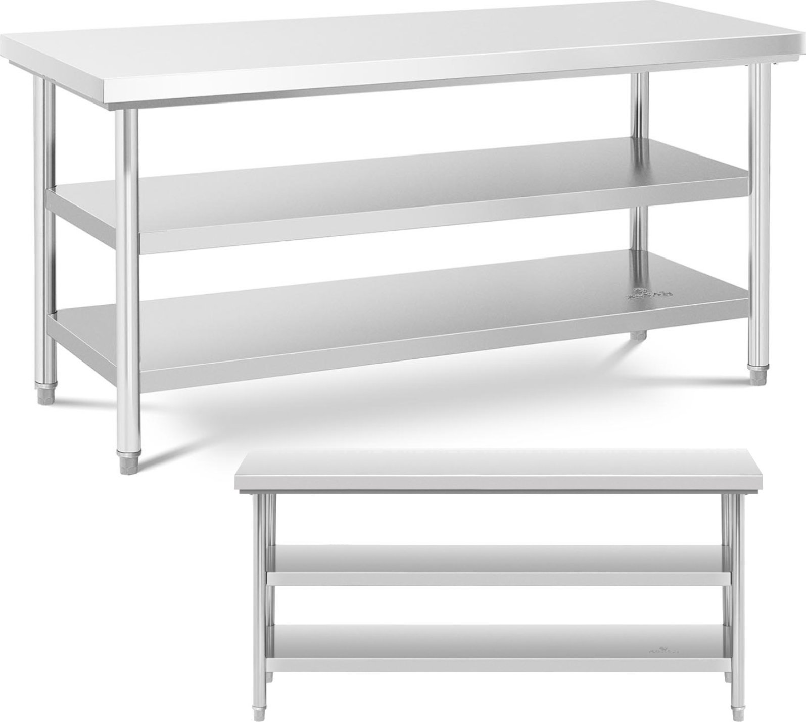 Royal Catering Stół blat roboczy centralny stalowy 2 półki 180 x 60 cm Stół blat roboczy centralny stalowy 2 półki 180 x 60 cm