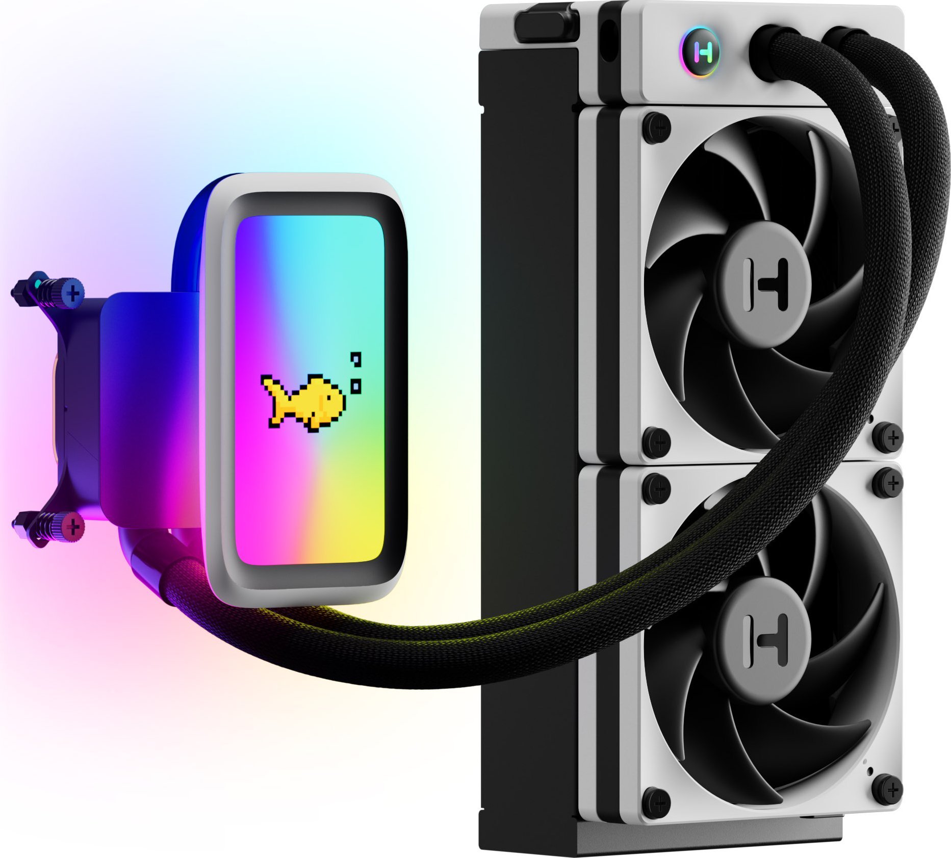 Chłodzenie wodne Hyte THICC Q60 240mm LCD All In One CPU Liquid Cooler - biały/czarny