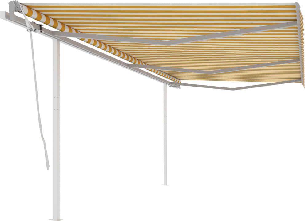 vidaXL Ręcznie zwijana markiza z słupkami, 6x3 m, żółto-biała