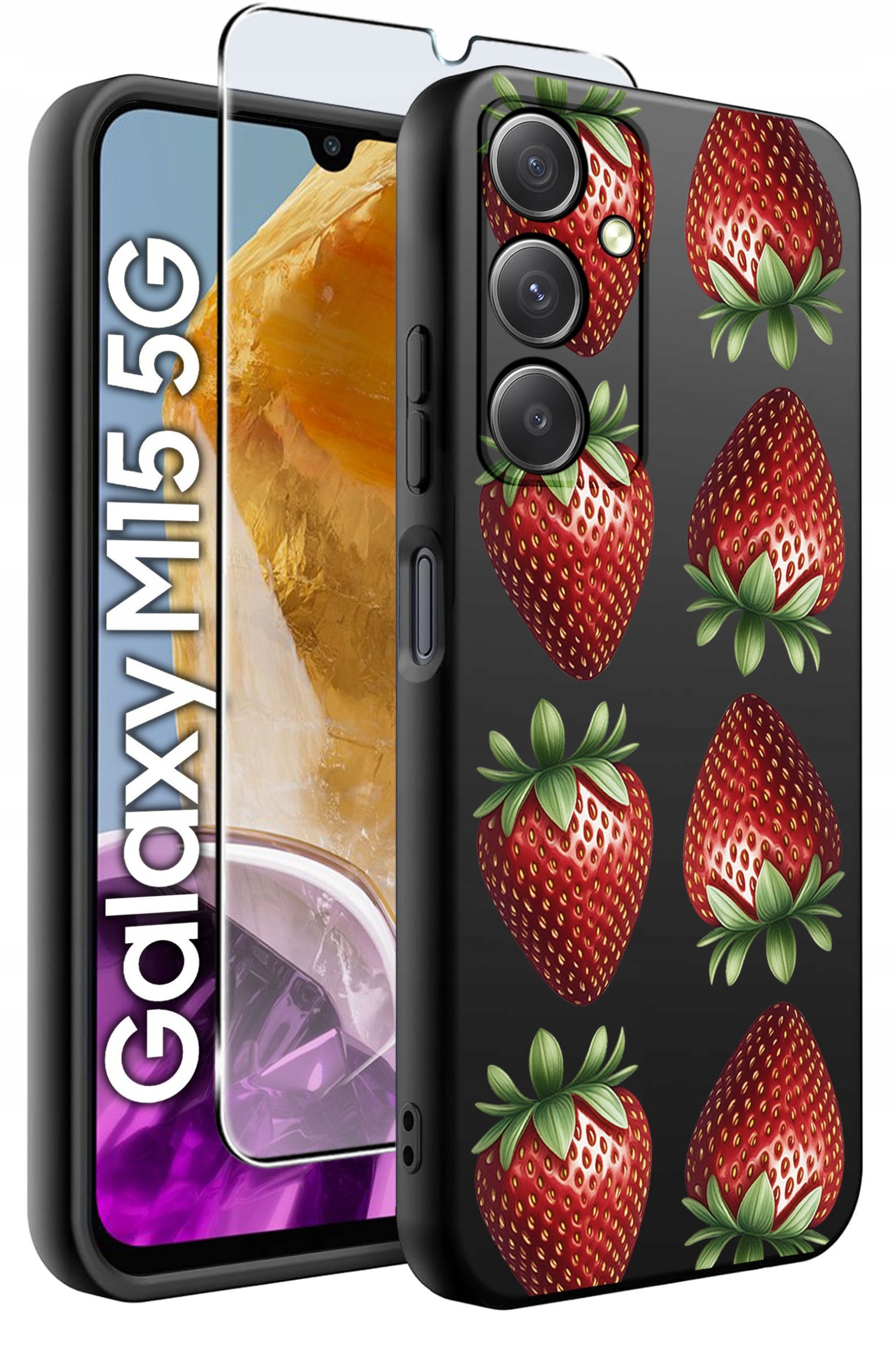 ETUI do Samsung M15 5G WZORY | SILIKONOWE MATT CASE + SZKŁO HARTOWANE 9H