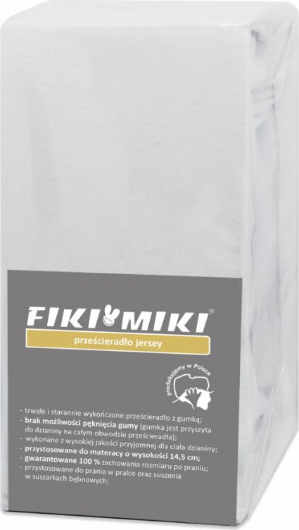 Fiki Miki Prześcieradło 140x70 z gumką jersey biały Fiki Miki