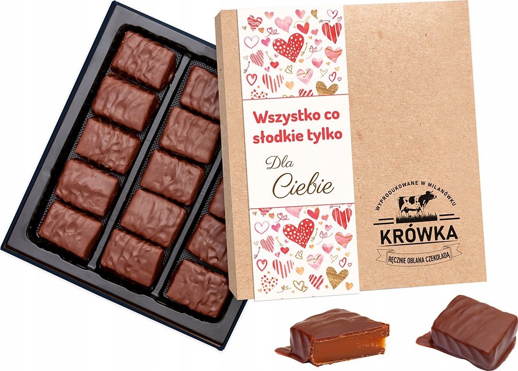 B&B Słodycze z Pomysłem Bombonierka z krówkami w czekoladzie Walentynki