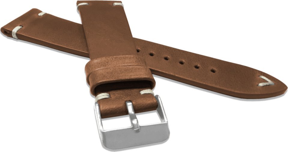 Lavvu LAVVU Brązowy szyty pasek RETRO z luksusowej skóry Top Grain - 22