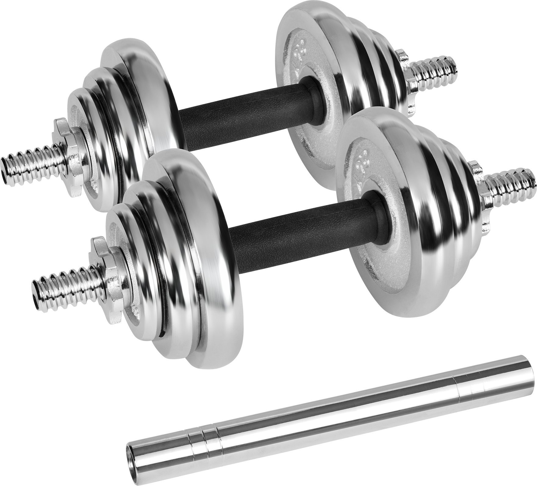 Hantle żeliwne chromowane regulowane w walizce z gryfem, zestaw 20kg REBEL ACTIVE
