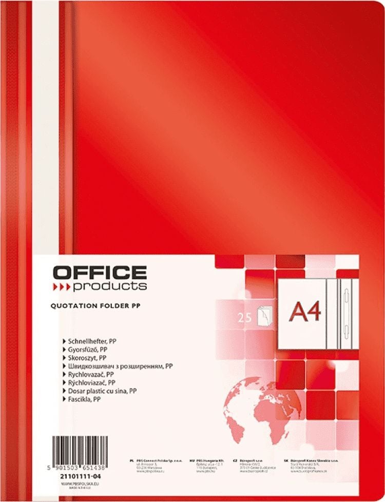 Office Products SKOR.OFFICE PRODUCTS A4 CZERWONY SKOROSZYT - 21101111-04