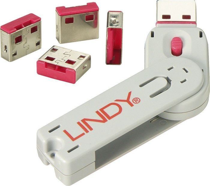 Lindy Zestaw 4 blokerów USB z kluczem (40450)