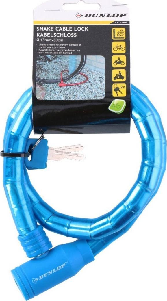 Dunlop Zapięcie rowerowe spiralne na klucz 1.8x80cm - niebieski