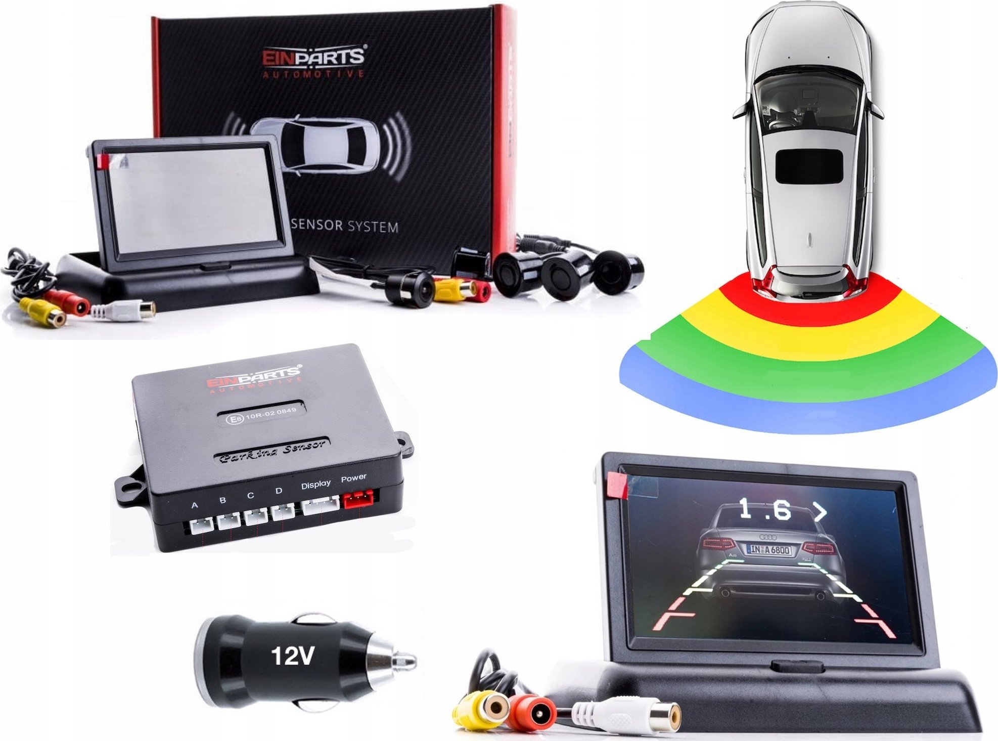 Einparts Czujniki parkowania EPP5700 22mm CZARNE + kamera