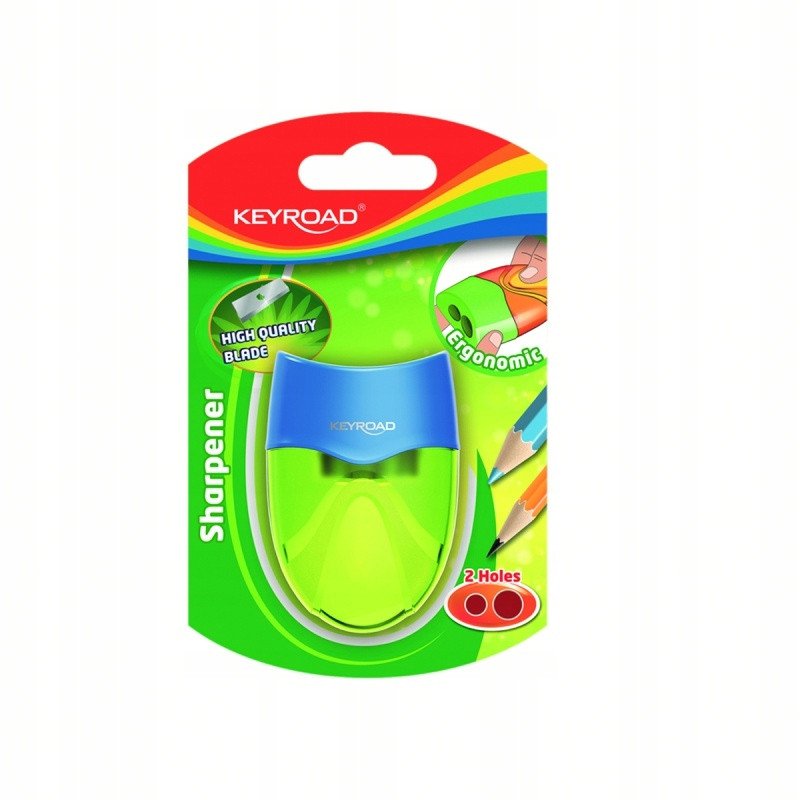 Temperówka plastikowa KEYROAD, podwójna, blister, mix kolorów