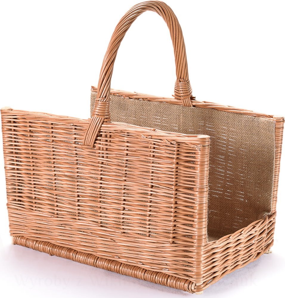 Wiklinowy Świat Kosz na drewno do kominka stojak koszyk wiklinowy kominkowy prostokątny