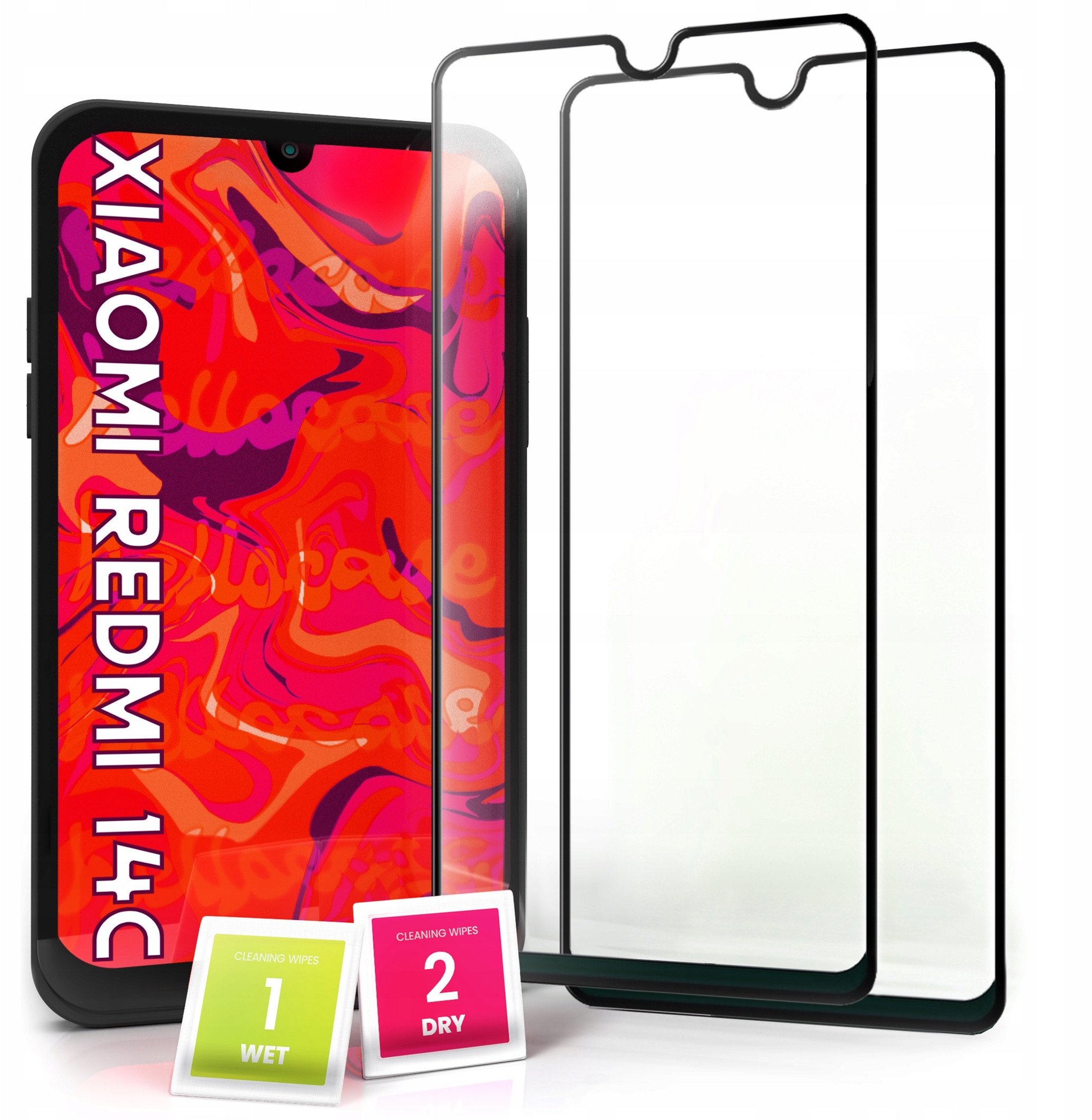 2-PAK Szkło Hartowane do Xiaomi Redmi 14C (na cały ekran, 9H, ochronne 5D)