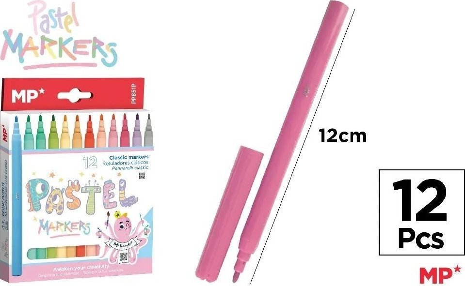 Kolorowe Baloniki Flamastry pastel 12 kolorów