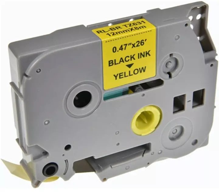 Rurka termo BROTHER HSe-631 12mm x 1,5m czarny na żółtym zamiennik