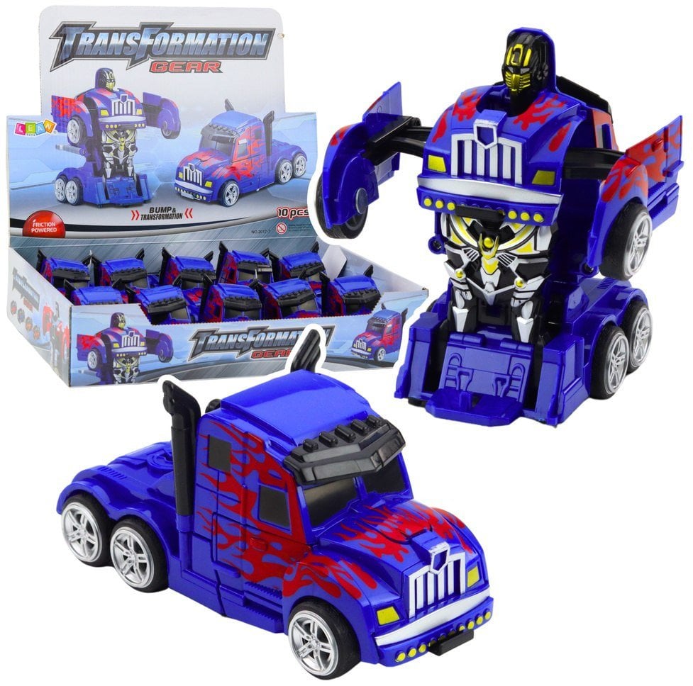 Ciężarówka Auto Robot 2w1 Napęd Czerwone Wzory Niebieska